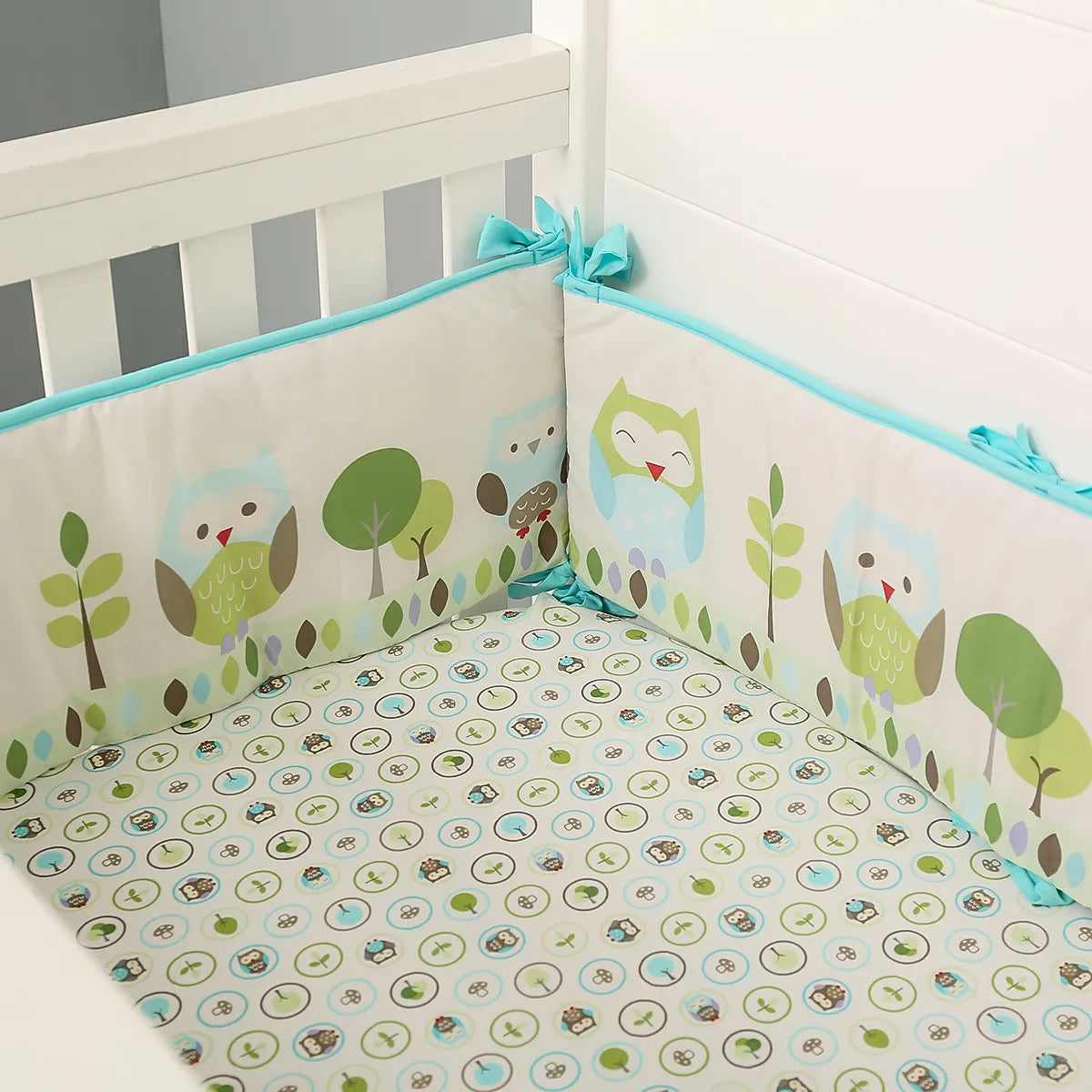 Padded Cot  Bumpers and Fitted Sheet Set