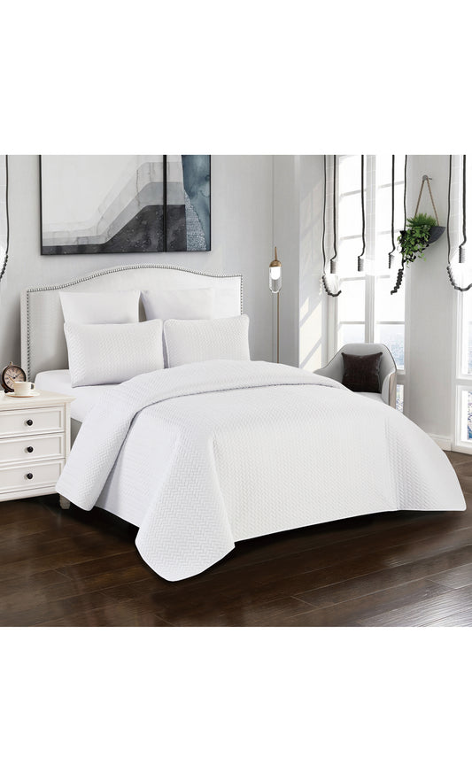 Thick Coverlet Set - 3 pieces, White