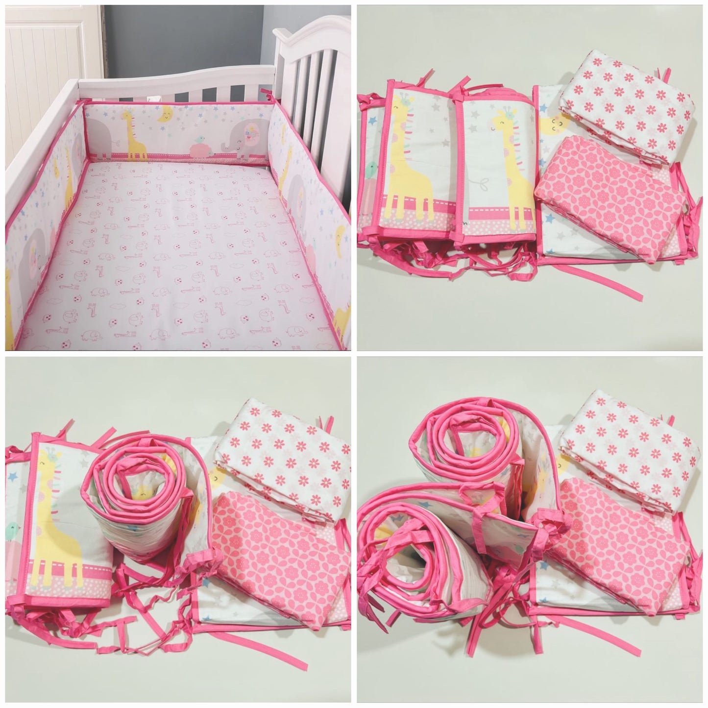 Padded Cot Bumpers and 2 x Fitted Sheets