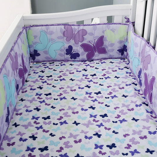 Cot  Bumpers and 2 x Fitted Sheet Set; Butterfly Pattern