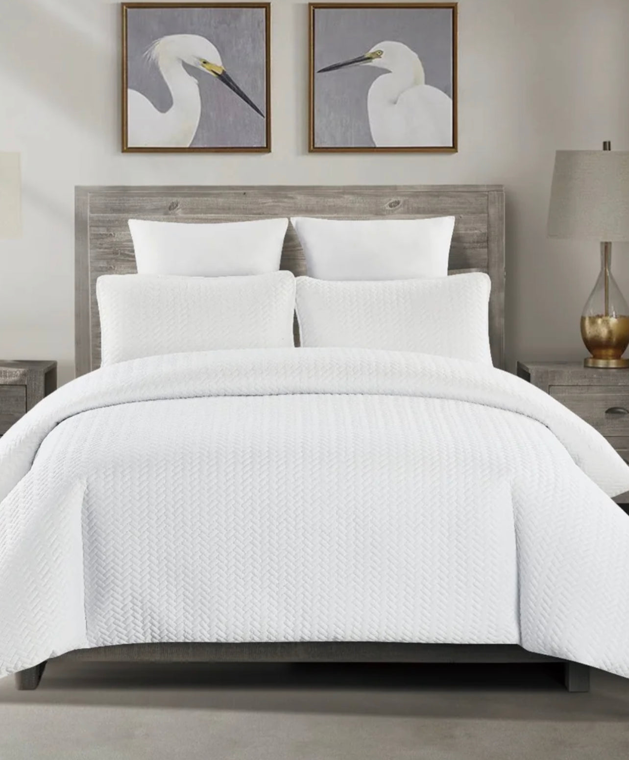 Quilted Duvet Cover Set - 3 pieces, White