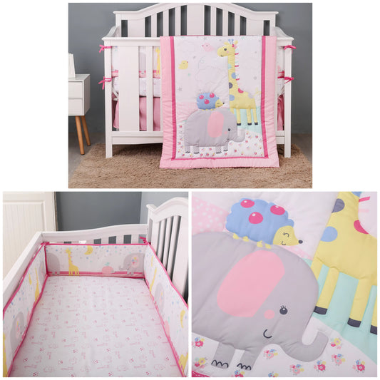 Padded Cot Bumpers, Comforter & Fitted Sheet Set