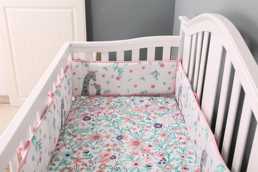 Padded Cot Bumpers; Giraffe Pattern