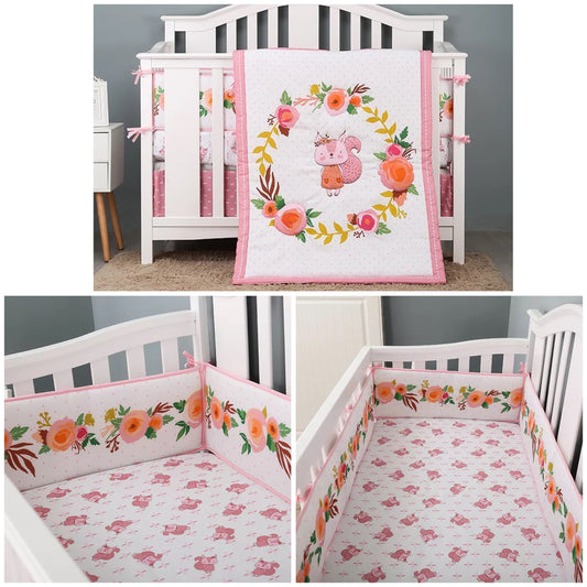 Cot Bedding Set (Cot Bumpers, Comforter & Fitted Sheet Set) for Girls